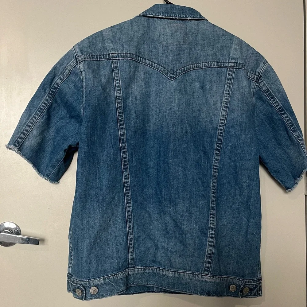 True Religion Blue Denim Turner Jacket Short Sleeve Sz XL NWOT